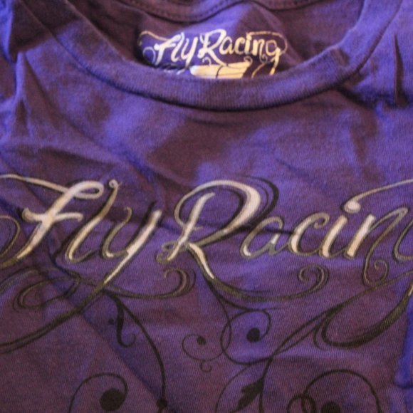 Fly Racing Edge Youth Medium Girls Short Sleeve T-Shirt Purple (B) - Picture 2 of 2